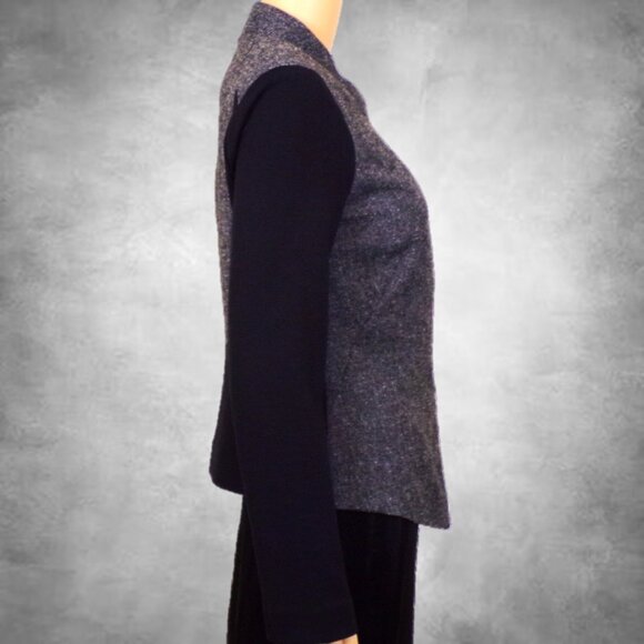 WORTHINGTON size S gray/black zip-front light jacket polyester/rayon/spandex - Picture 5 of 14